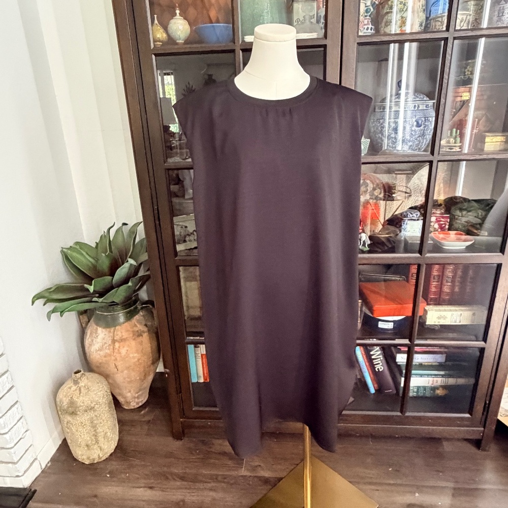 Sky’s are Blue, padded shoulder crewneck dress, 1x